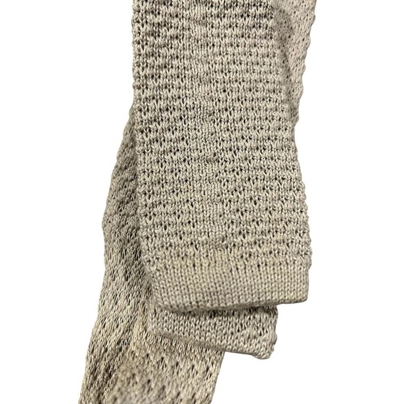 LIBERTY OF LONDON TIE MENS BEIGE KNITTED TEXTURE COTTON MADE ENGLAND Dry Cleaned - Picture 5 of 8